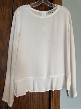 LOFT Ivory peplum Long-Sleeve Blouse